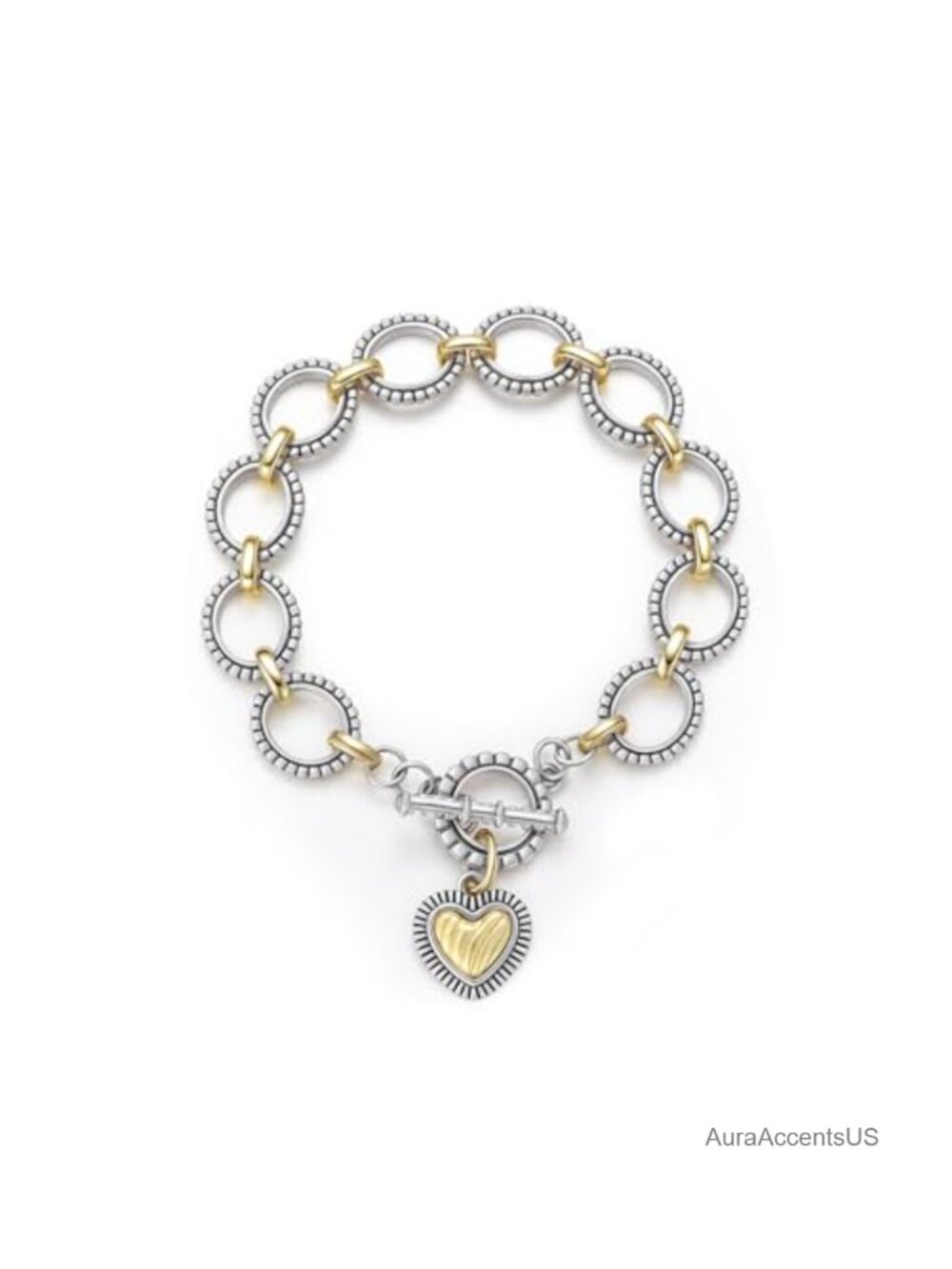 Chunky Chain Link Bracelet Two-Tone Gold Silver Toggle Clasp Statement